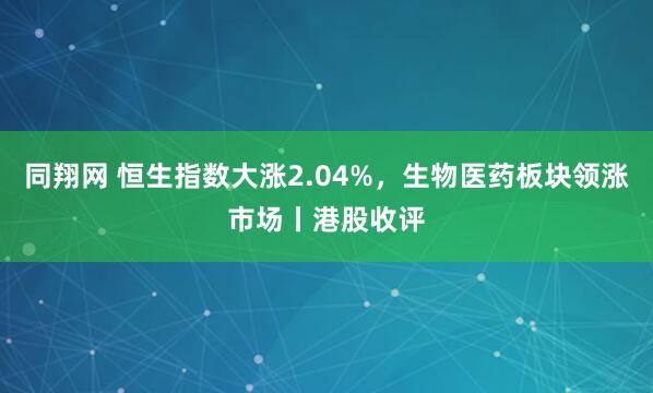 同翔网 恒生指数大涨2.04%，生物医药板块领涨市场丨港股收评