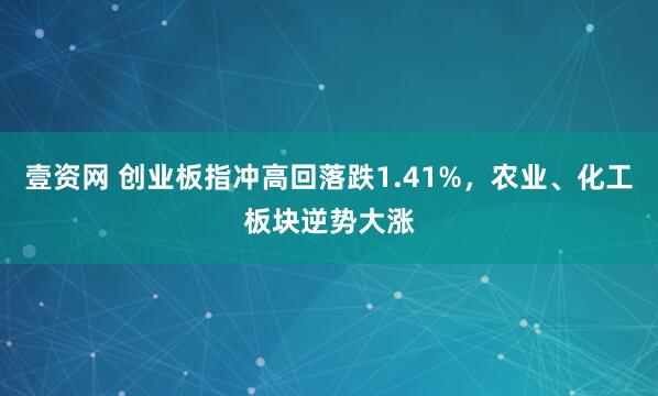 壹资网 创业板指冲高回落跌1.41%，农业、化工板块逆势大涨
